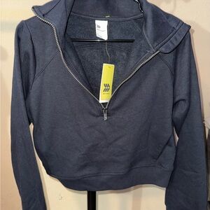 All in Motion Black Half-Zip Oversized Cropped Sweatshirt